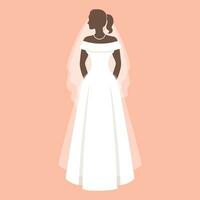 novia en un Boda vestido, silueta. lujo Boda ilustración, modelo para invitación. ilustración, vector