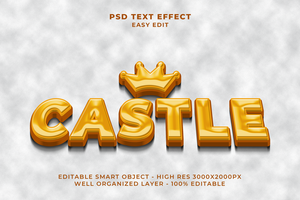 castel cartone animato testo effetto PSD