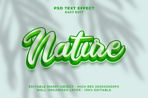 3d natureza texto efeito psd