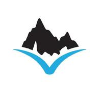 Logos of rivers, creeks, riverbanks and streams. River logo with combination of mountains and farmland with concept design vector illustration template.