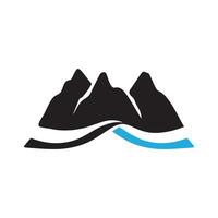 Logos of rivers, creeks, riverbanks and streams. River logo with combination of mountains and farmland with concept design vector illustration template.