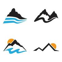 Logos of rivers, creeks, riverbanks and streams. River logo with combination of mountains and farmland with concept design vector illustration template.