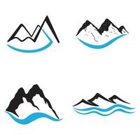 logotipos de ríos, arroyos, riberas y arroyos. logotipo del río con combinación de montañas y tierras de cultivo con plantilla de ilustración vectorial de diseño conceptual. vector