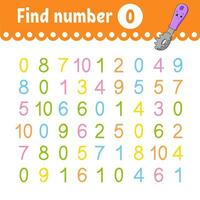 Find number. Education developing worksheet. Activity page with pictures. Game for children. Funny character. cartoon style. Vector illustration.