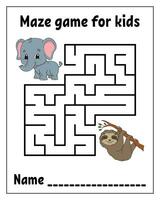 Square maze. Labyrinth conundrum. Game for kids. Puzzle for children. Cartoon character. Isolated on white background. Vector illustration.