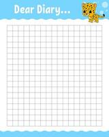 Lined sheet template. Handwriting paper. For diary, planner, checklist, wish list. With cute character. Vector illustration.