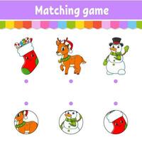 Matching game for kids. Education developing worksheet. Draw a line. Activity page. cartoon character. Vector illustration.