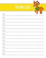 To do list. Printable template. Lined sheet. Handwriting paper. For diary, planner, checklist, wish list. Vector illustration.