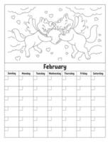 Blank calendar template for one month without dates. Colorful design with a cute character. Vector illustration.