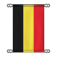 Realistic hanging flag of BELGIUM pennant vector