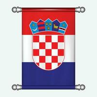 realista colgando bandera de Croacia banderín vector