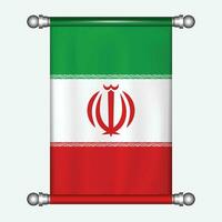 Realistic hanging flag of IRAN pennant vector