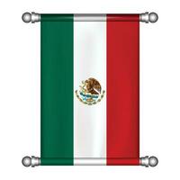 realista colgando bandera de mexico banderín vector