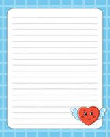 Lined sheet template. Handwriting paper. For diary, checklist, planner, wish list. Vector illustration.