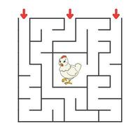 Square maze. Game for kids. Puzzle for children. cartoon character. Labyrinth conundrum. Find the right path. The development of logical and spatial thinking. Vector illustration.