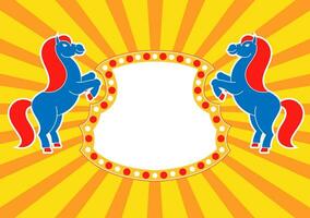Silhouettes of rearing horses. With place for your text. For circus advertisements, advertising. Simple flat vector illustration.