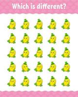 Which is different. Education developing worksheet for kids. Activity page. Cartoon style. Vector illustration.