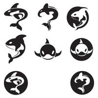 diseño creativo del logotipo de la plantilla animal de ballena orca negra simple. animal submarino asesino. logo para negocios, identidad y marca. vector