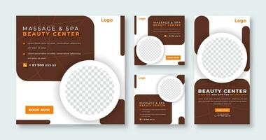 Spa and Massage Social Media Post for Online Marketing Promotion Banner, Story and Web Internet Ads Flyer vector