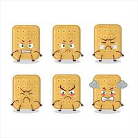 Biscuit cartoon character with various angry expressions vector