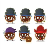 Cartoon character of cookies with jam with various pirates emoticons vector