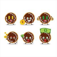 galletas con mermelada dibujos animados personaje con linda emoticon traer dinero vector