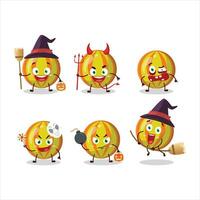 Víspera de Todos los Santos expresión emoticones con dibujos animados personaje de amarillo caramelo vector