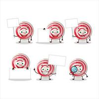 Spiral white candy cartoon character bring information board vector