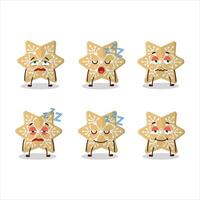 Cartoon character of cookies snow with sleepy expression vector