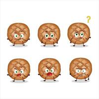 Cartoon character of round dark bread with what expression vector