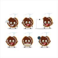Cartoon character of cookies with jam with various chef emoticons vector
