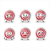 Spiral white candy cartoon character with sad expression vector