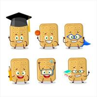 School student of biscuit cartoon character with various expressions vector