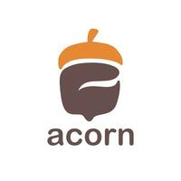 Acorn logo template design with leaves with editable vector illustration.