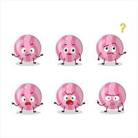 Cartoon character of pink candy with what expression vector