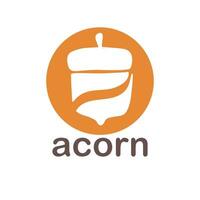 Acorn logo template design with leaves with editable vector illustration.