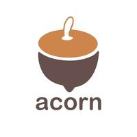 Acorn logo template design with leaves with editable vector illustration.