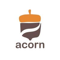 Acorn logo template design with leaves with editable vector illustration.