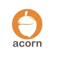 Acorn logo template design with leaves with editable vector illustration.