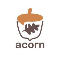 Acorn logo template design with leaves with editable vector illustration.