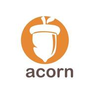 Acorn logo template design with leaves with editable vector illustration.