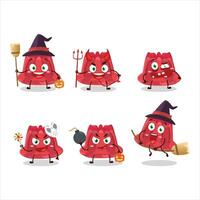 Halloween expression emoticons with cartoon character of red pudding vector