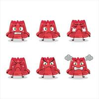 Red pudding cartoon character with various angry expressions vector