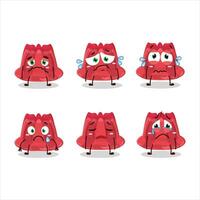 Red pudding cartoon character with sad expression vector