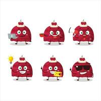 Cherry ice cream scoops cartoon character with various types of business emoticons vector