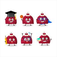 School student of cherry ice cream scoops cartoon character with various expressions vector