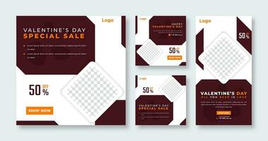 Valentine's Sale Social Media Post for Online Marketing Promotion Banner, Story and Web Internet Ads Flyer vector