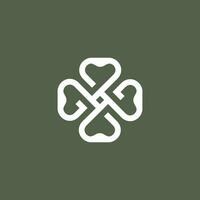 Simple bold line Clover logo design template vector