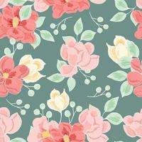 Hand Drawn Magnolia Flower Seamless Pattern vector