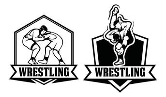 Set wrestling logo design template. vector